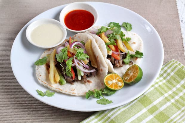 Beef Shawarma with Homemade Flour Tortillas