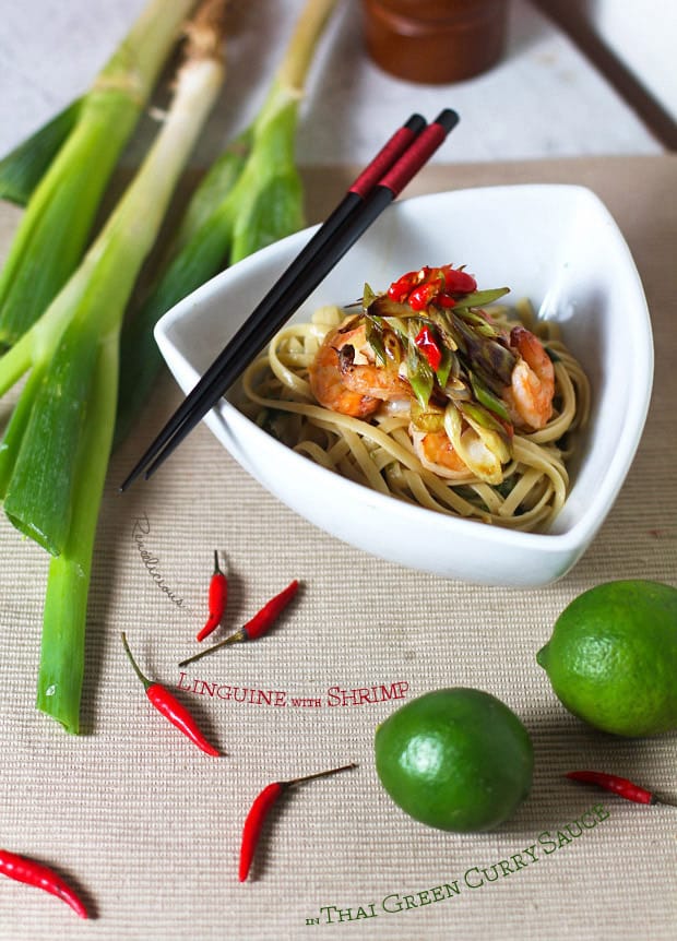 Linguine with Shrimp in Thai Green Curry Sauce
