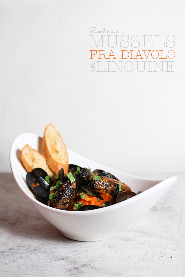 Mussels Fra Diavolo with Linguine