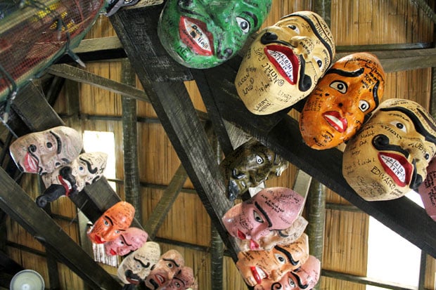 Colorful masks adorning Balaw Balaw restaurant