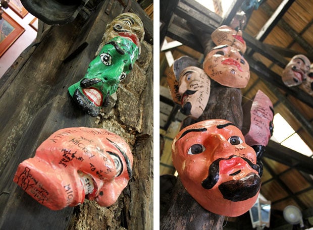 Close-up shot of bizarre Balaw Balaw masks