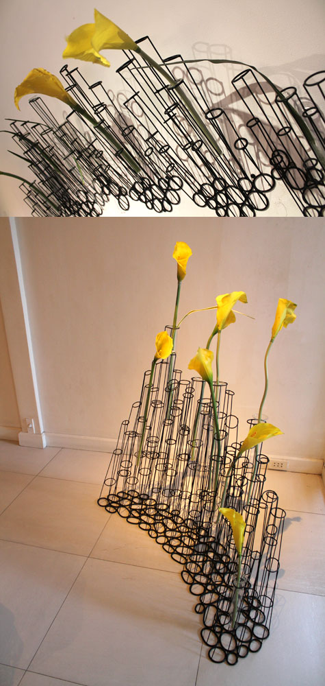 Metal flower vases