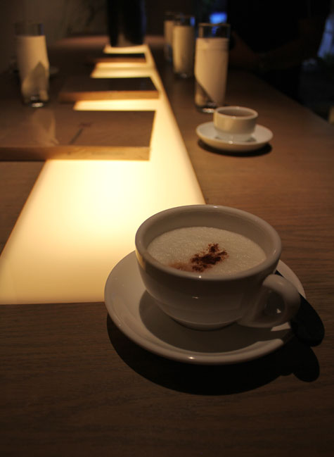 Cappuccinos on a bar