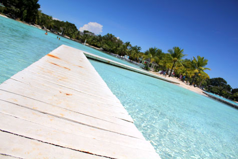 Pier leading to the water at Plantation Bay in Cebu