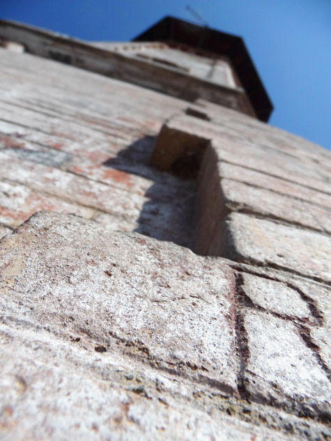 Extreme close-up of the lighthouse