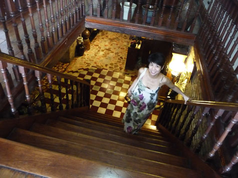 Ren coming up stairs at Grandpa's Inn