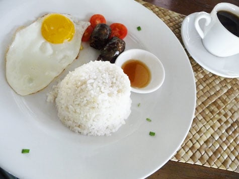 Longsilog breakfast at Kapuluan Vista Resort