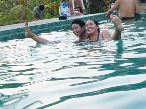 Ren and Tiff in the pool at Kapuluan Vista Resort