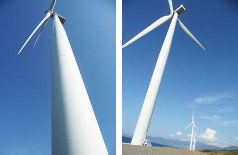 Close-up shots of Bangui Bay Windmills