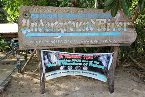 World-famous Puerto Princesa Underground River signage