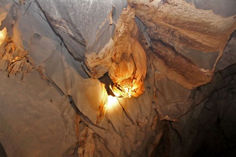 Water droplets from stalagmites of Underground River