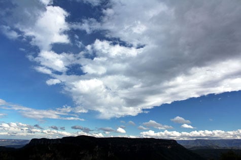 Scenic cloud formations of Blue Mountains, New South Wales, Australia