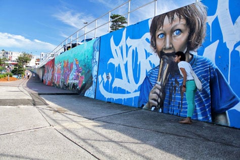 Colorful murals along Bondi Beach, Sydney, Australia