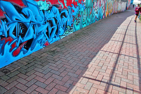 Bright murals lining the walls at Bondi Beach, Sydney, Australia