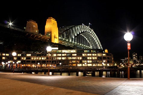 Spectacular view of the Harbour Bridge at night