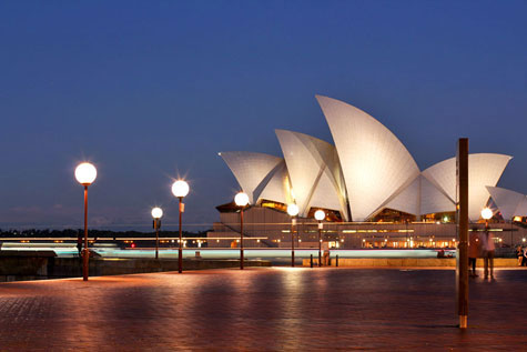 Elegant façade of the Sydney Opera House at night