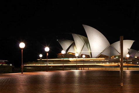 Sydney Opera House when lit up at night