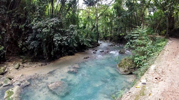 Getting a Massage at Kawasan Falls, Badian, Cebu, Philippines