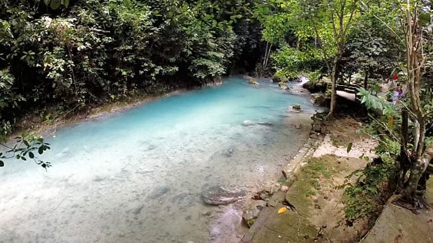 Getting a Massage at Kawasan Falls, Badian, Cebu, Philippines