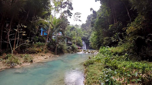 Getting a Massage at Kawasan Falls, Badian, Cebu, Philippines