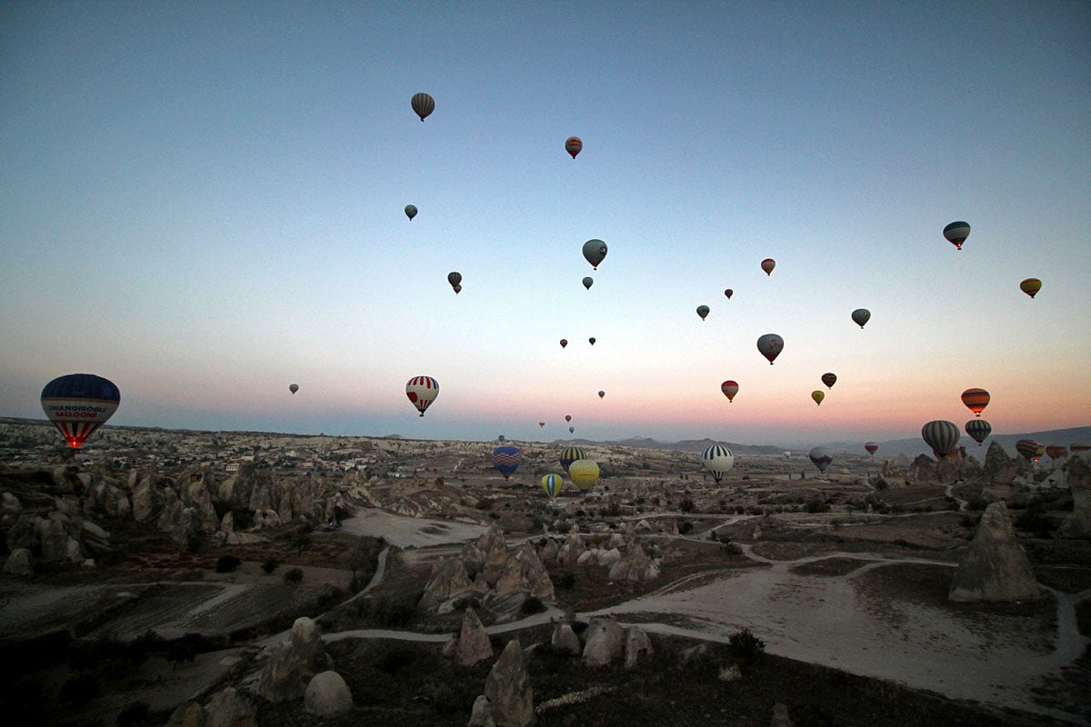 Watching the Sun Rise in a Hot Air Balloon with Cappadocia Voyager Balloons