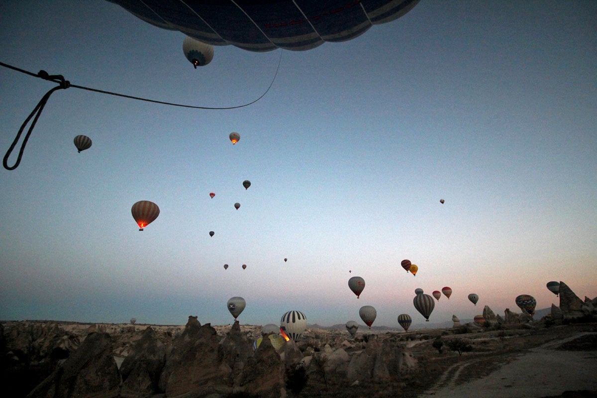 Watching the Sun Rise in a Hot Air Balloon with Cappadocia Voyager Balloons