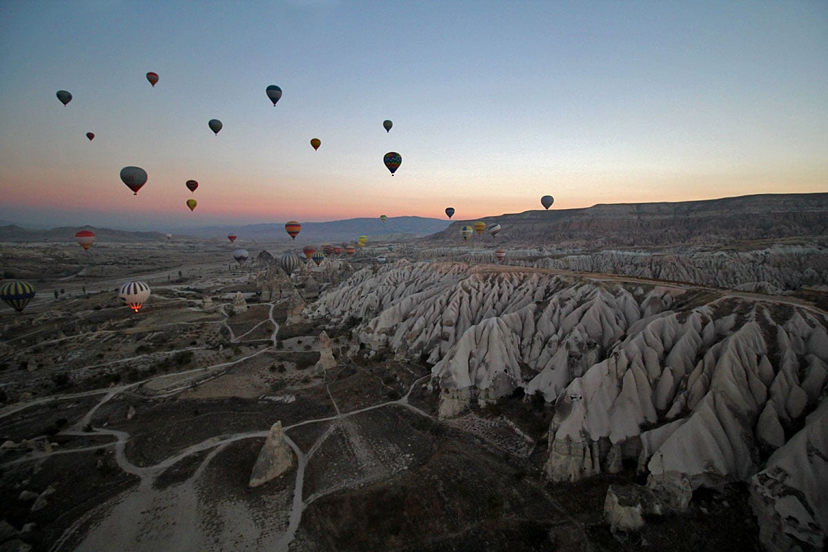 Watching the Sun Rise in a Hot Air Balloon with Cappadocia Voyager Balloons