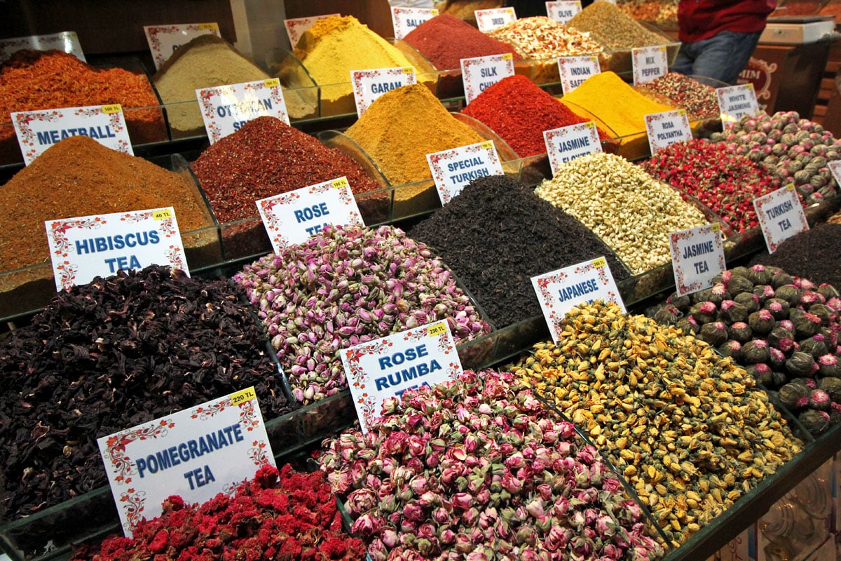 The Grand and Egyptian Spice Bazaars and Rustem Pasha Mosque in Istanbul, Turkey