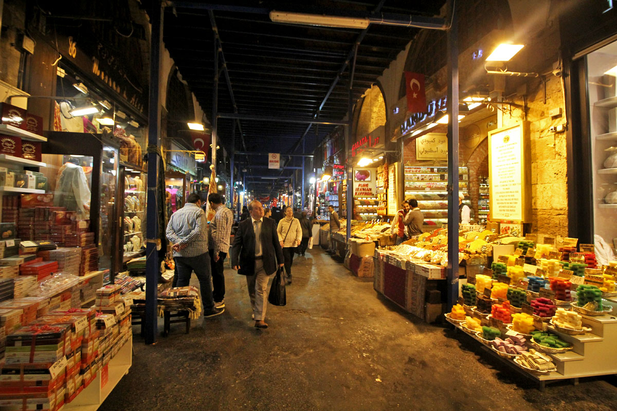 The Grand and Egyptian Spice Bazaars and Rustem Pasha Mosque in Istanbul, Turkey