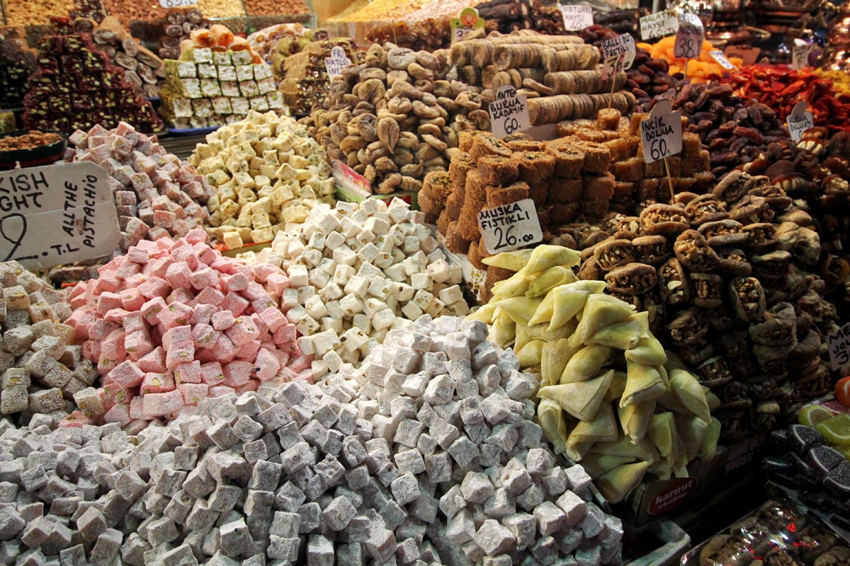 The Grand and Egyptian Spice Bazaars and Rustem Pasha Mosque in Istanbul, Turkey