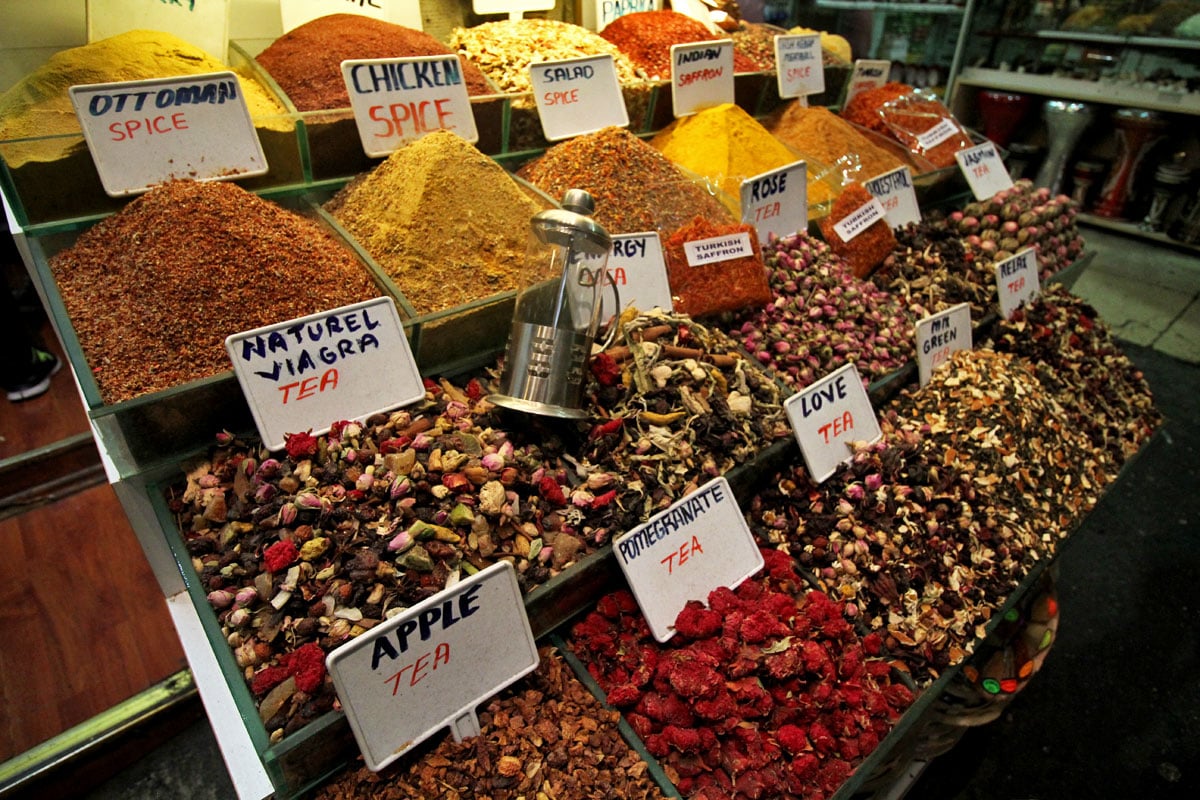 The Grand and Egyptian Spice Bazaars and Rustem Pasha Mosque in Istanbul, Turkey