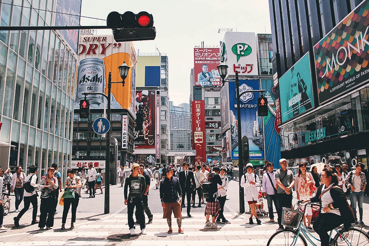 Crowds of people in Shinsaibashi, Osaka, Japan