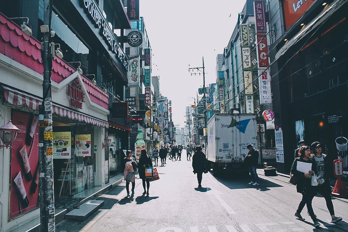 Insadong, Myeongdong, and Hongdae in Seoul, South Korea