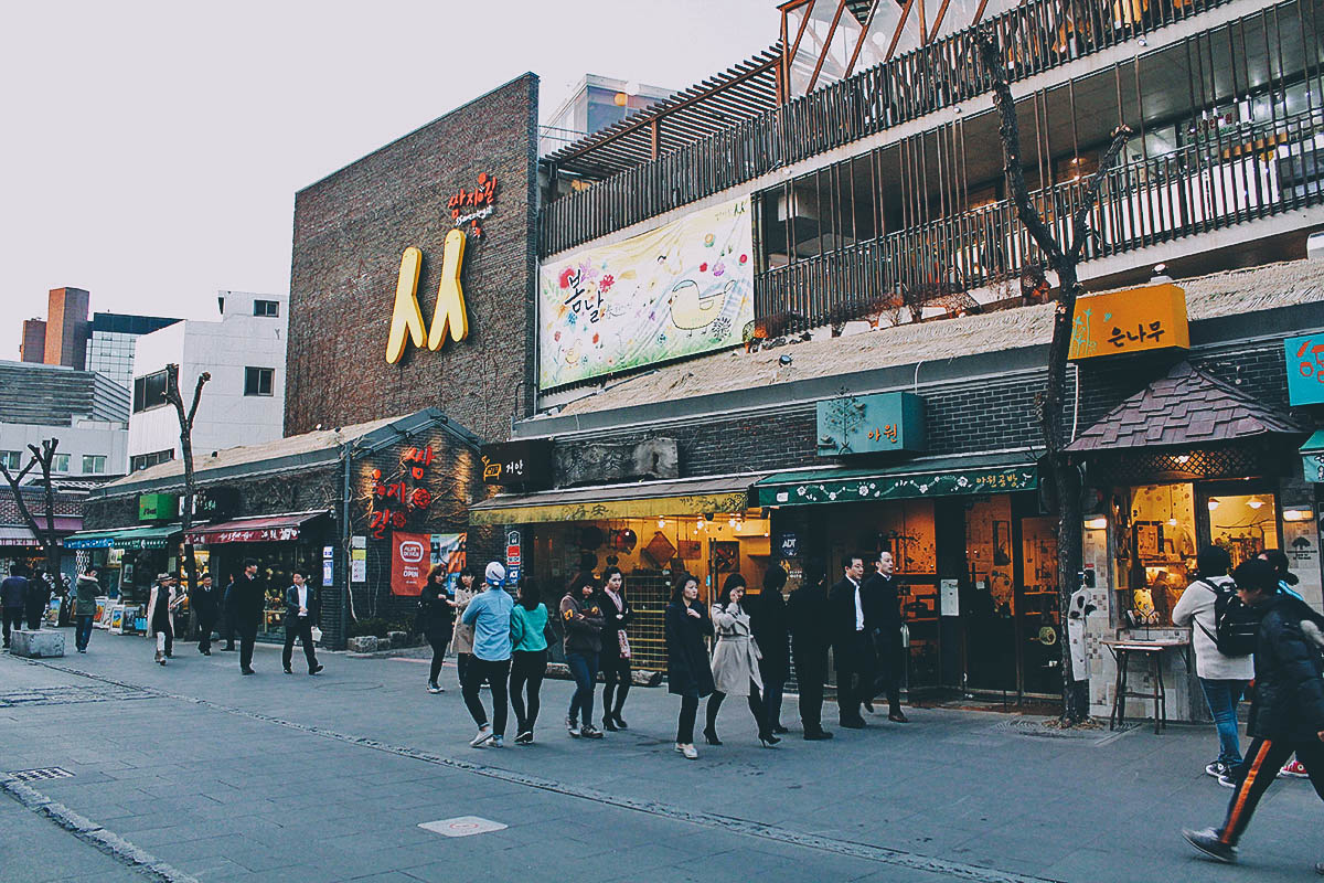 Insadong, Myeongdong, and Hongdae in Seoul, South Korea