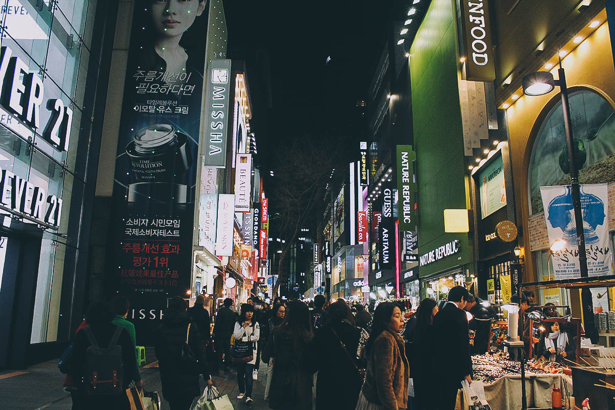 Insadong, Myeongdong, and Hongdae in Seoul, South Korea