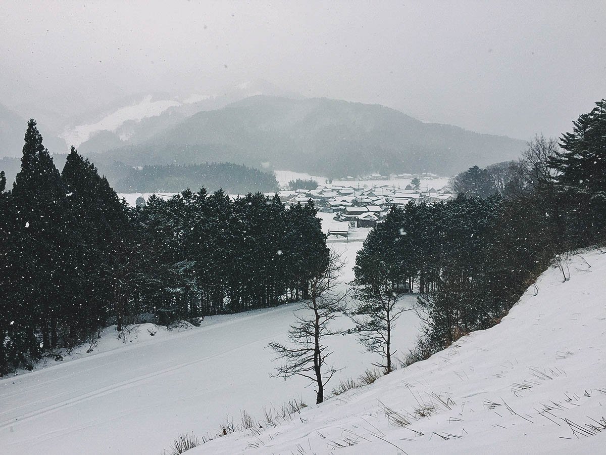 Snowshoe Walking to a Volcano's Crater in Toyooka, Hyōgo, Japan