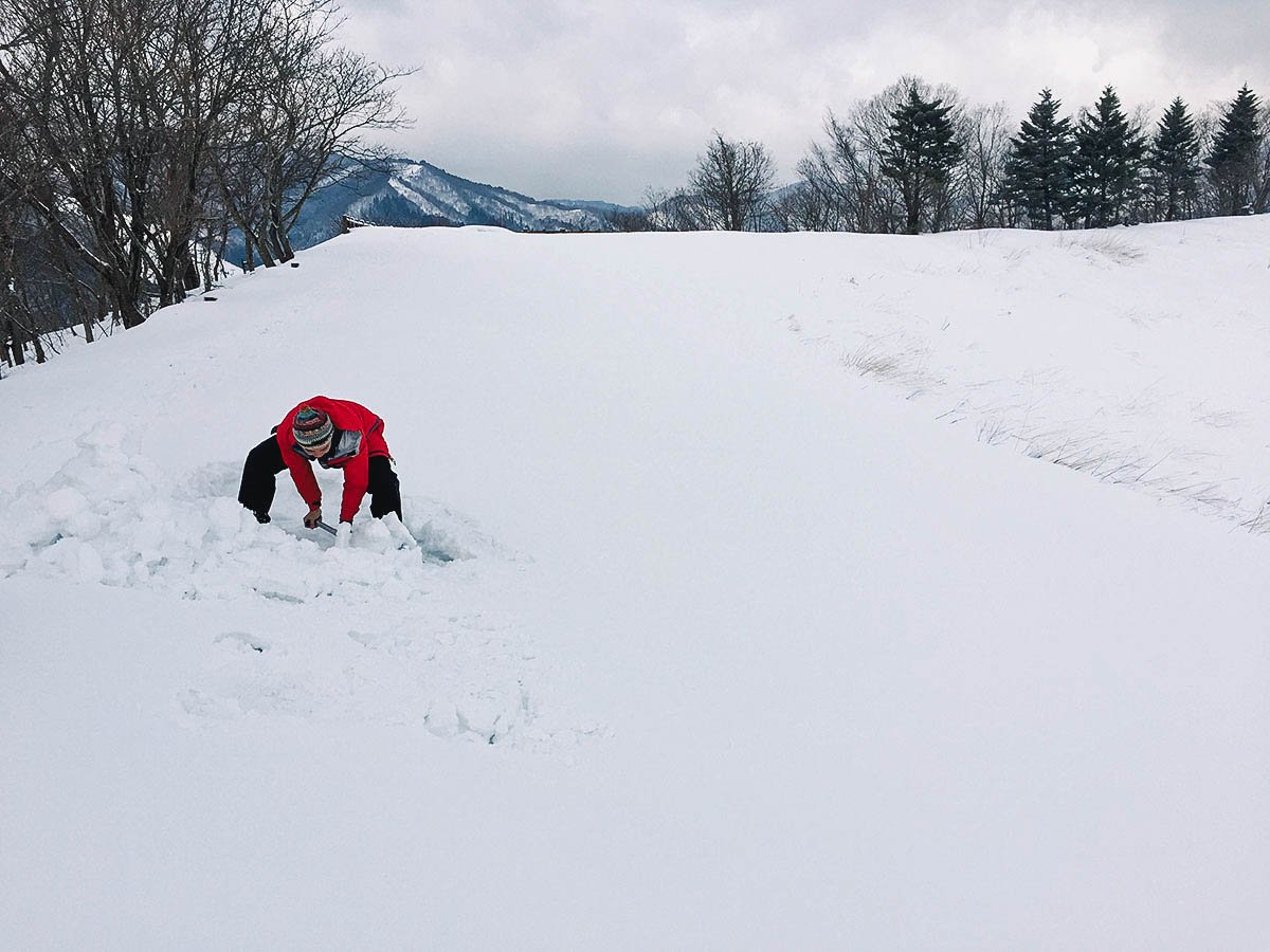 Snowshoe Walking to a Volcano's Crater in Toyooka, Hyōgo, Japan