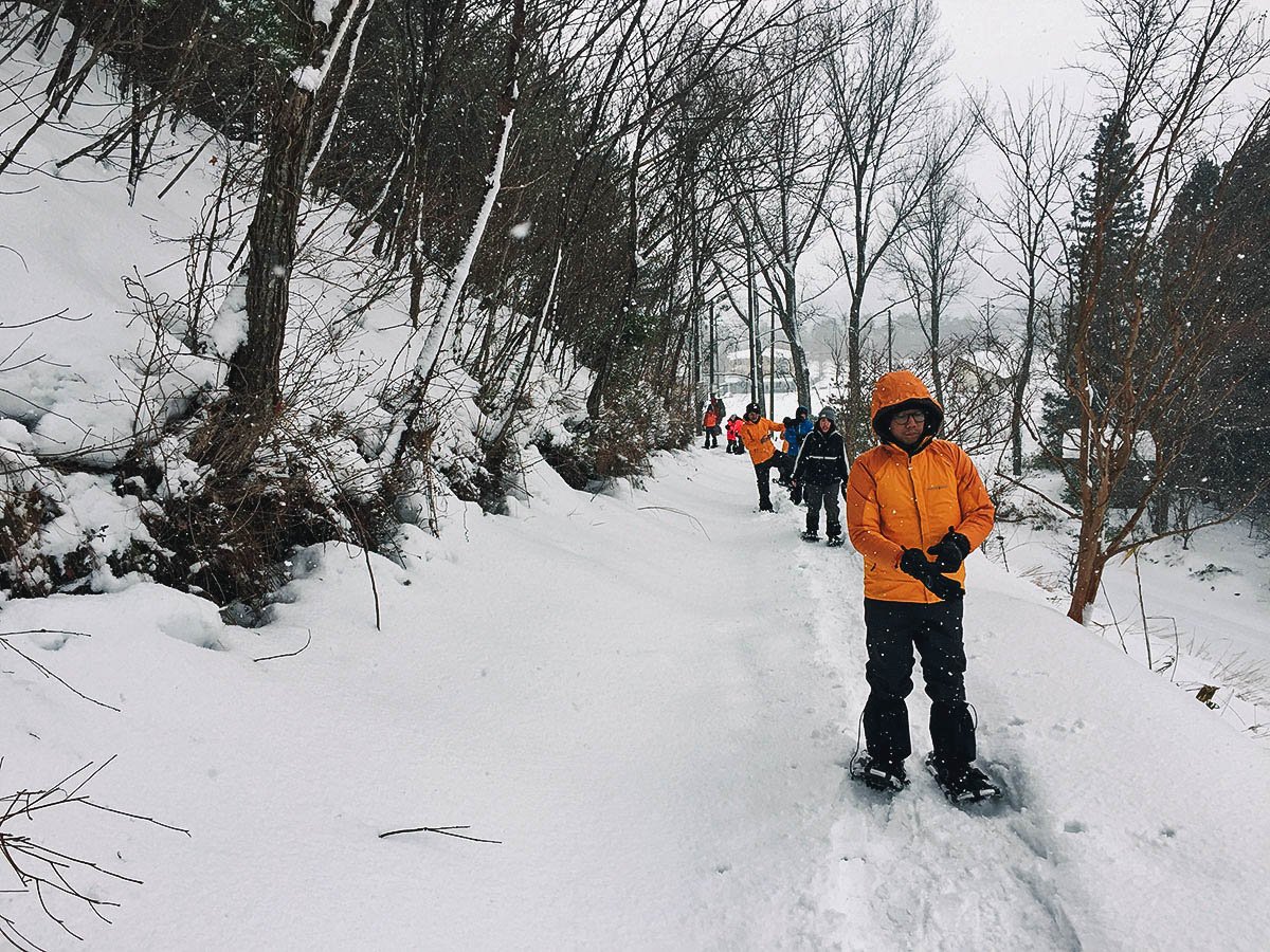 Snowshoe Walking to a Volcano's Crater in Toyooka, Hyōgo, Japan