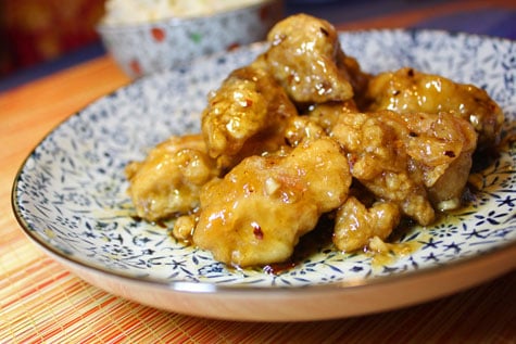 Orange Chicken with Salted Fish Fried Rice