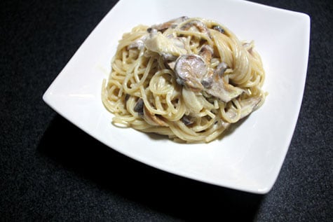 Spaghetti with Shiitake, Cream and Truffle Oil