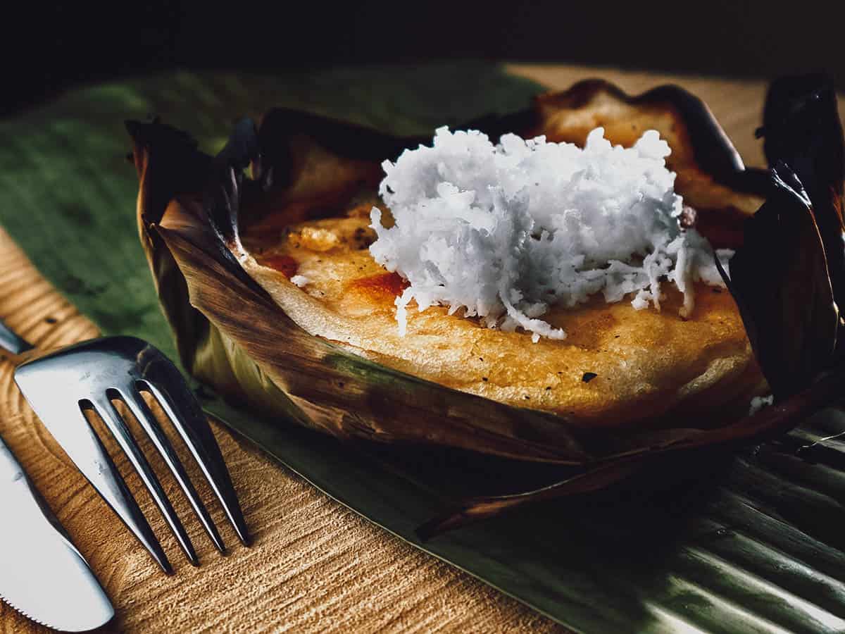 Bibingka, a popular Christmas rice cake from the Philippines