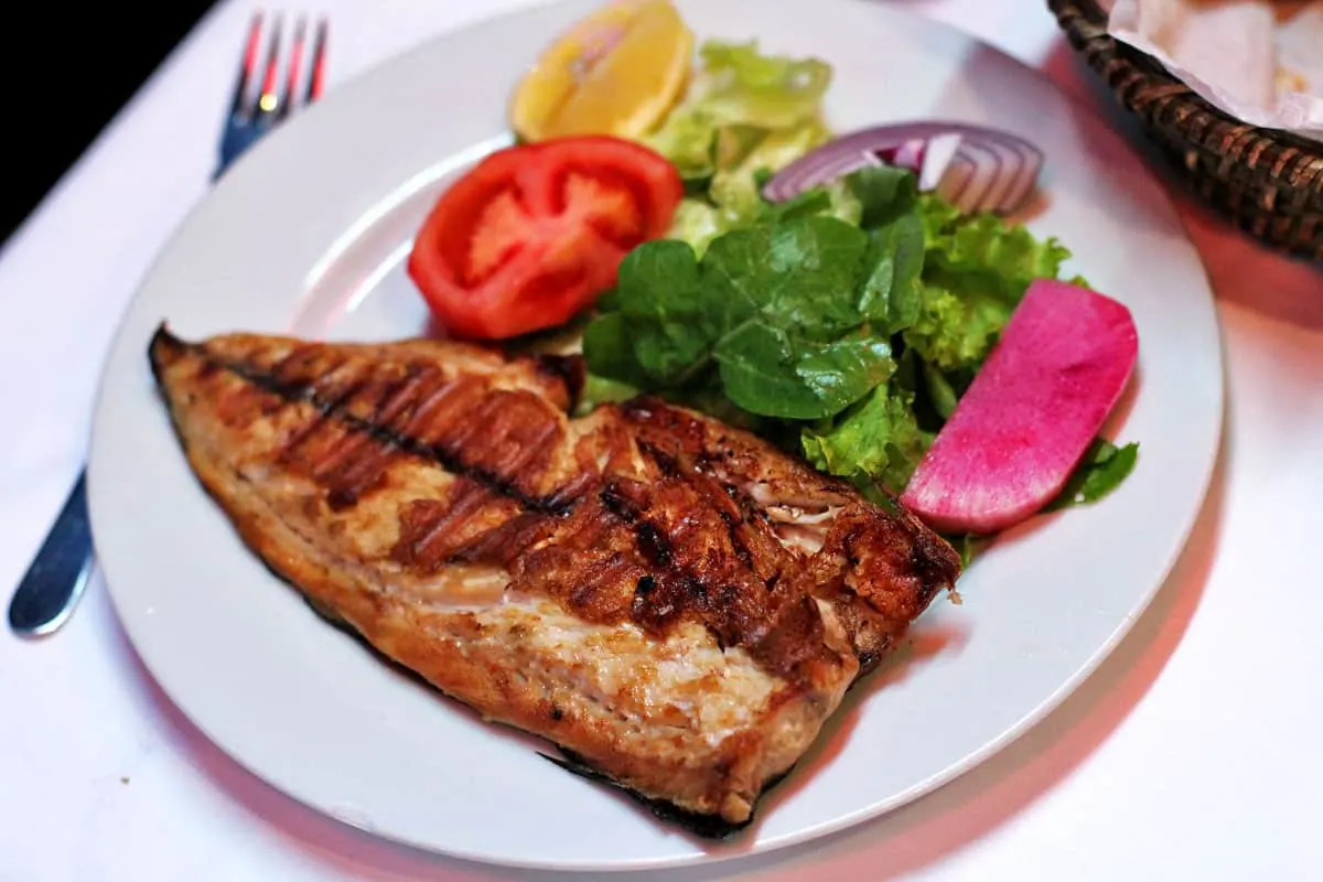 Turkish Food Grilled fish at a Turkish restaurant in Istanbul