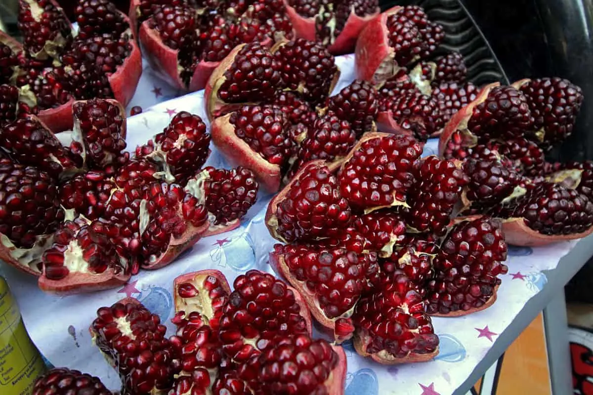 Turkish Food Peeled pomegranates in Turkey