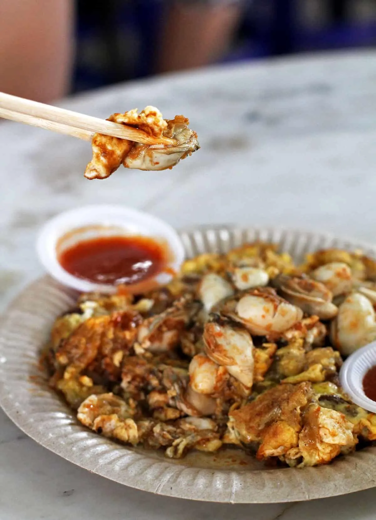 Oyster omelette in Penang, Malaysia