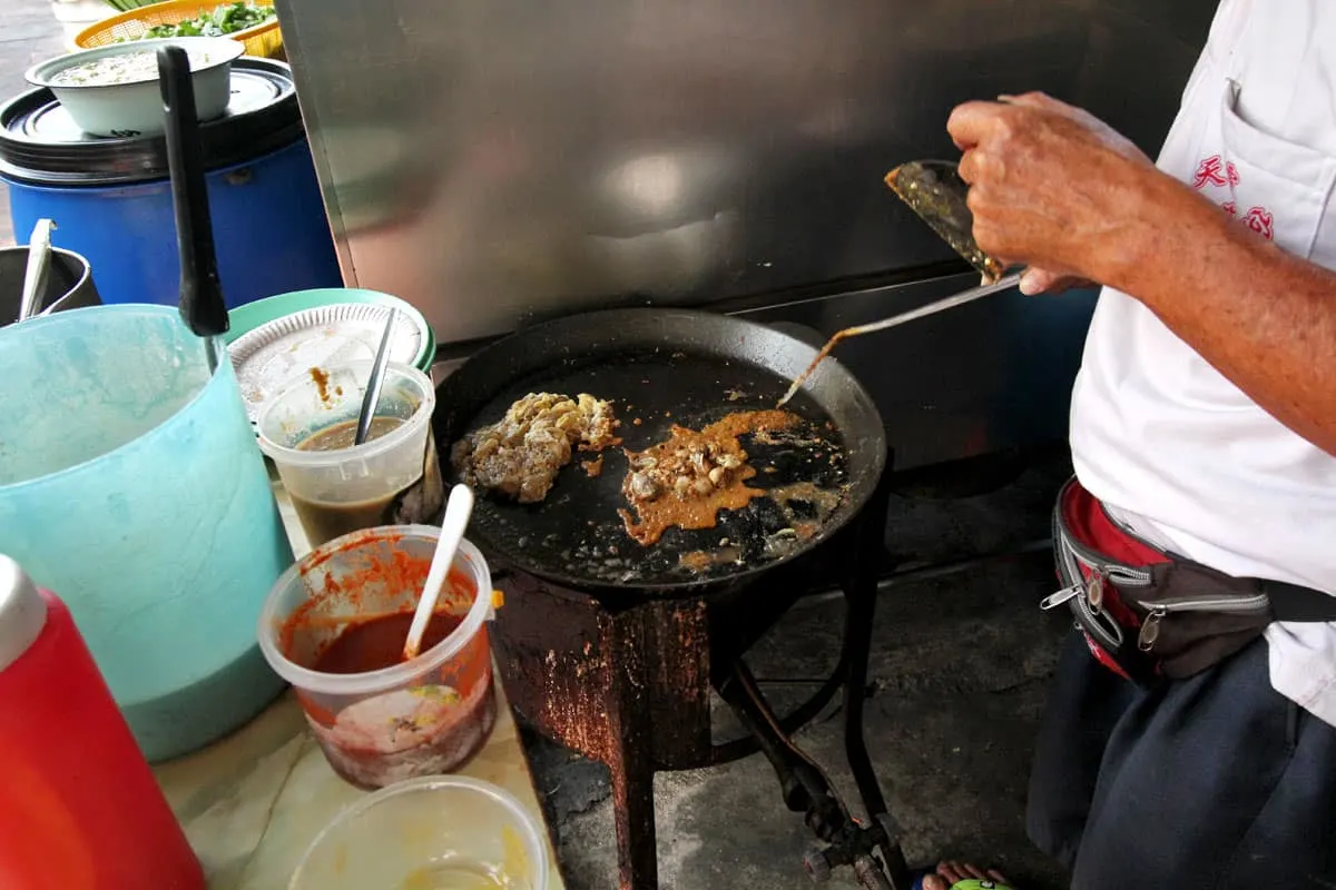 Fying oh chien in Penang, Malaysia