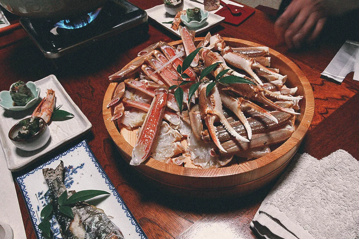 Matsuba crab hot pot with a side dish of fish