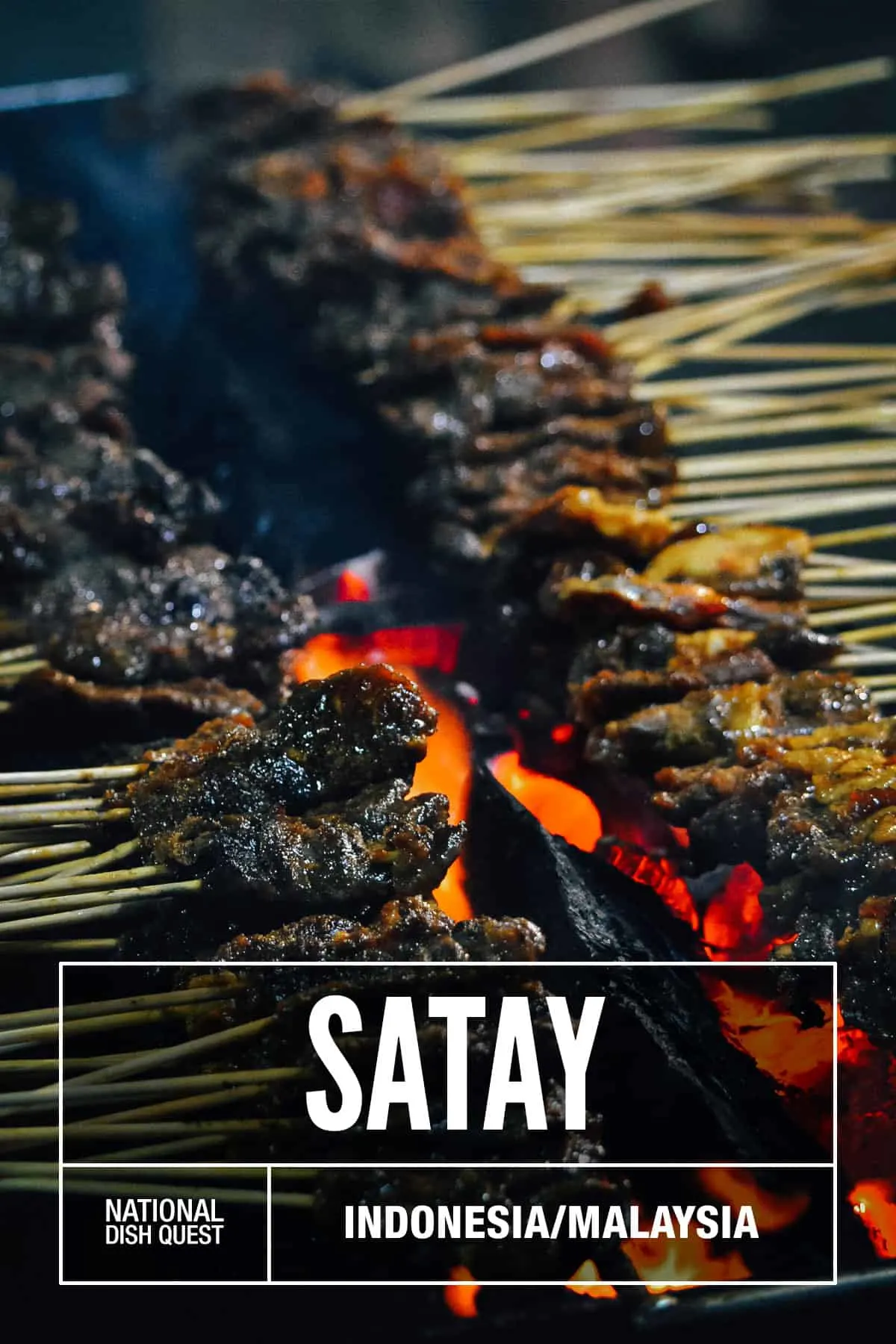 Satay cooking on a charcoal grill
