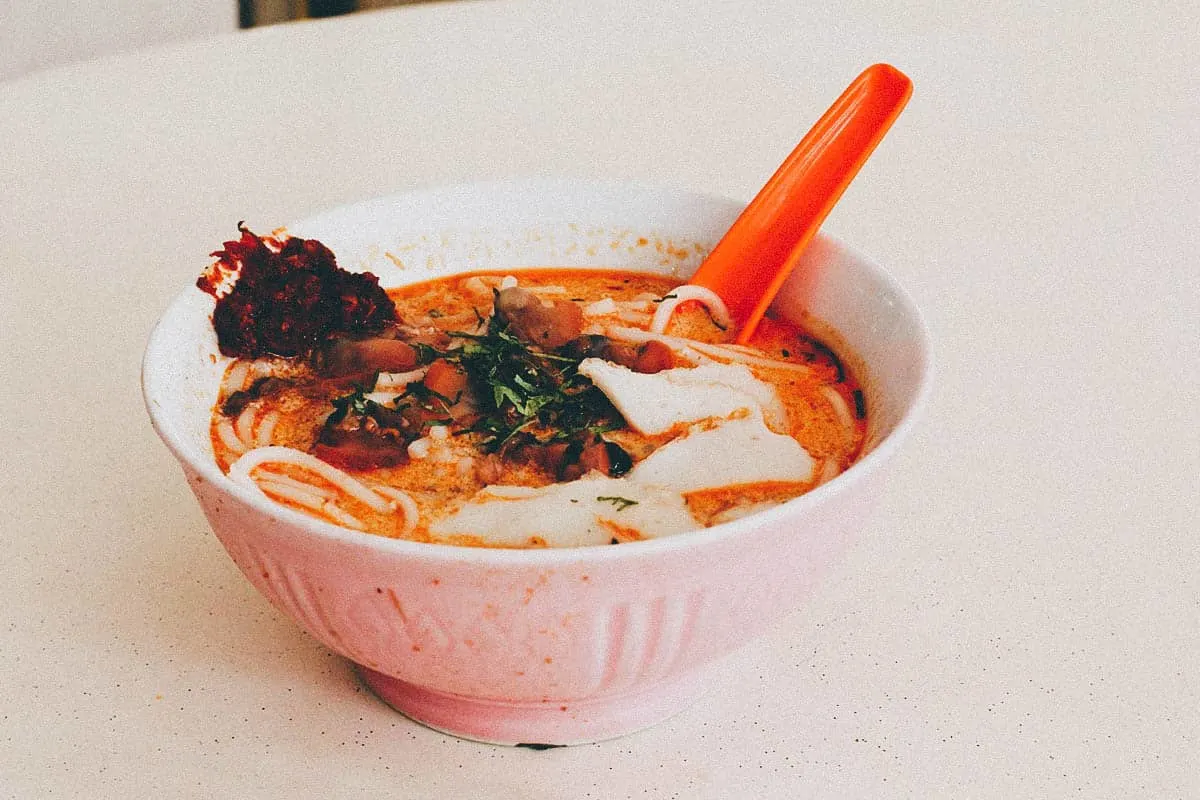 Curry Laksa Recipe Bowl of curry laksa in Singapore