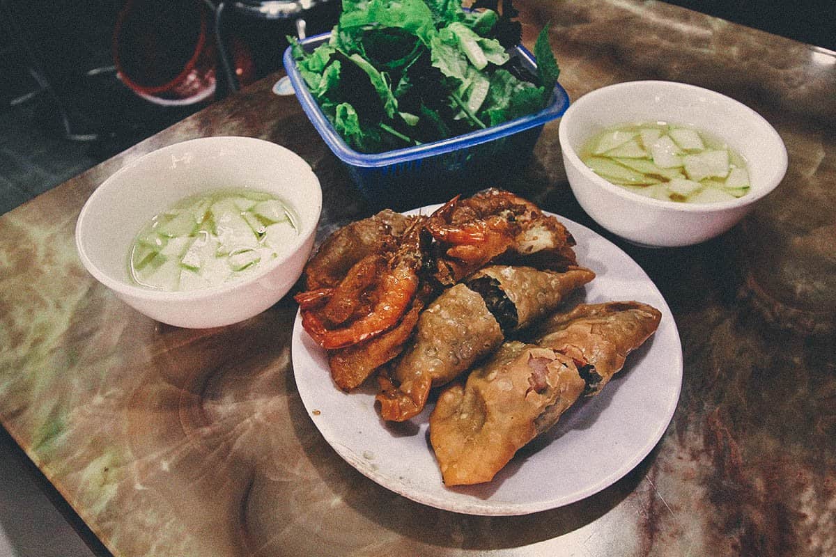 Vietnamese fritters in Hanoi, a popular Vietnamese street food dish