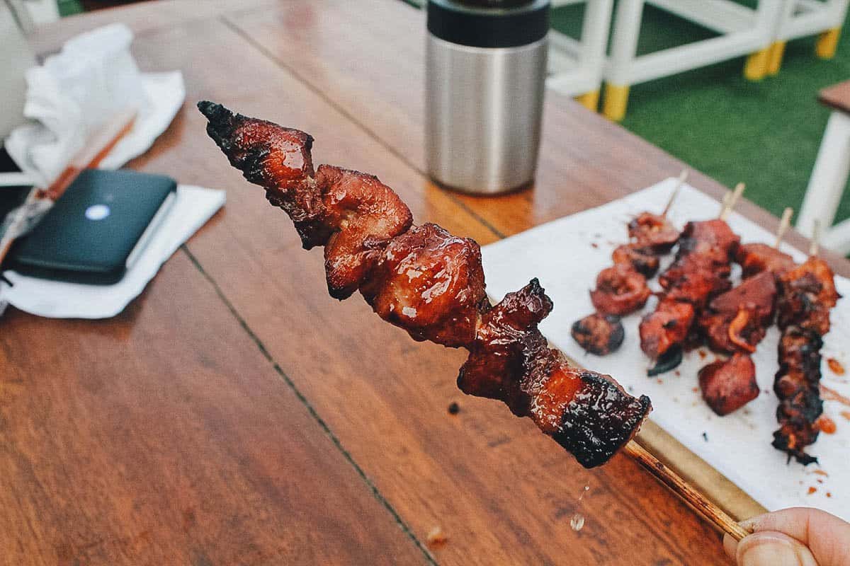 Pork barbecue, one of the most famous Filipino street food dishes